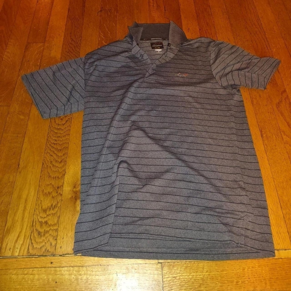 Greg Norman Grey Polo With Black Stripes Size Small
